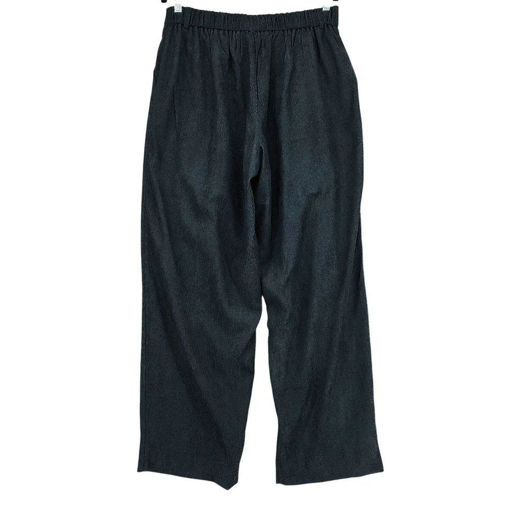 JUNY Wide Leg Baggy Corduroy Pant M 32x31 Men Black Pleated Velour Relaxed Retro